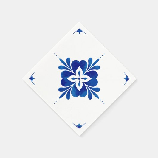 Serviette En Papier Floral de style méditerranéen (Coin)