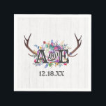 Serviette En Papier Floral Deer Antler Bouquet Mariage rustique Monogr<br><div class="desc">Bouquet Antler de Cerf Floral en Bourgogne Vin & Or sur Bois Blanc Rustique Country Chic Mariage Napkins Avec police de caractères à la main tendance ~ Regardez ma boutique pour voir toute la collection de mariages avec ce design!</div>