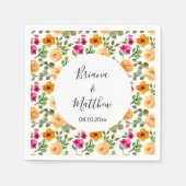 Serviette En Papier Floral d'été rose orange (Devant)