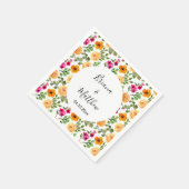 Serviette En Papier Floral d'été rose orange (Coin)