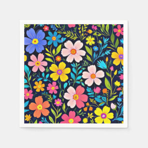 Serviette En Papier Floral Digital Peinture Fleurs Motif-38875