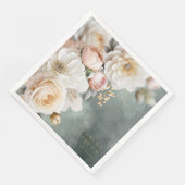 Serviette En Papier Floral Drama Mariage Numéro de table Green ID1022 (Coin)