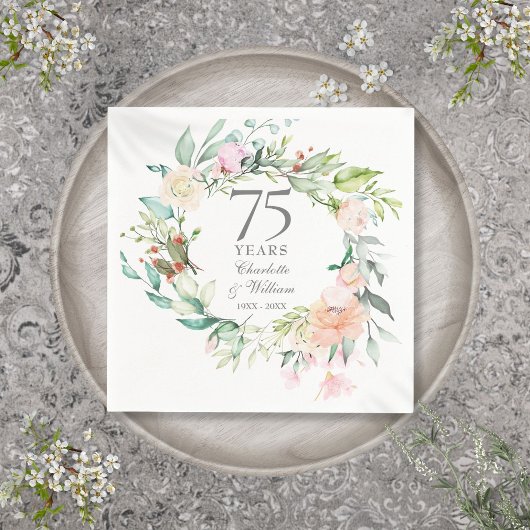 Serviette En Papier Floral du Garland rose 75e anniversaire du Mariage