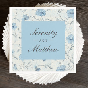 Serviette En Papier Floral Dusty Blue Country Garden Mariage élégant
