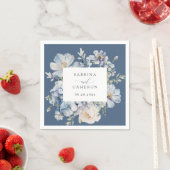 Serviette En Papier Floral Dusty Blue Mariage élégant (En situation)