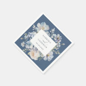 Serviette En Papier Floral Dusty Blue Mariage élégant (Coin)