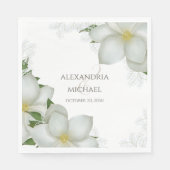 Serviette En Papier Floral Elegant Aquarelle Blanc Magnolia Flower (Devant)