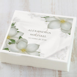 Serviette En Papier Floral Elegant Aquarelle Blanc Magnolia Flower