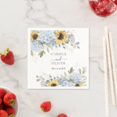 Serviette En Papier Floral Elegant Blue Hydrangea Sunflowers Mariage (En situation)