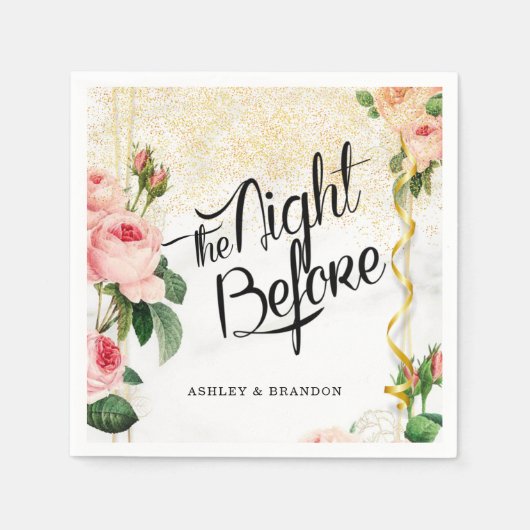 Serviette En Papier Floral Élégant La Nuit Avant La Répétition (Devant)