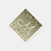 Serviette En Papier Floral Elegant Sage Green Ivoire Monogramme Mariag (Coin)