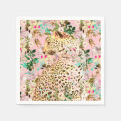 Serviette En Papier Floral empreinte de léopard tropical hawaïen (Devant)