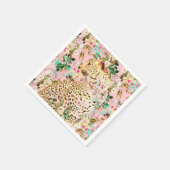 Serviette En Papier Floral empreinte de léopard tropical hawaïen (Coin)