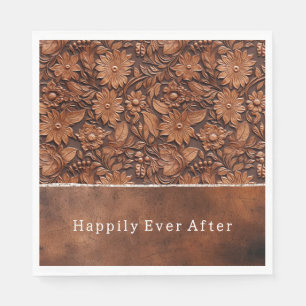 Serviette En Papier Floral en cuir Brown occidental Faux