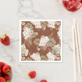 Serviette En Papier Floral et plumes de Bohème (En situation)