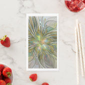 Serviette En Papier Floral Fantasy Modern Fractal Art Flower With Gold (En situation)