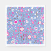 Serviette En Papier Floral Fleur sauvage bleu moderne (Devant)