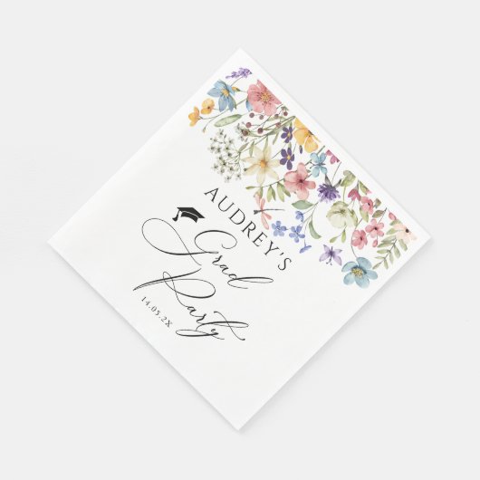 Serviette En Papier Floral Fleur sauvage moderne Grad Party (Coin)
