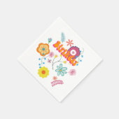 Serviette En Papier Floral Flower Power Coloré rose (Coin)