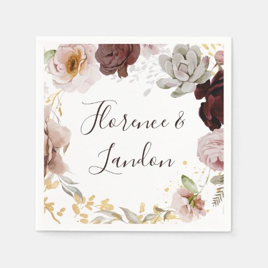 Serviette En Papier Floral flush moderne | Napkins Mariage (Devant)