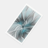 Serviette En Papier Floral Fractal Moderne Fleur Abstrait gris bleu (Coin)