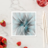 Serviette En Papier Floral Fractal Moderne Fleur Abstrait gris bleu (En situation)