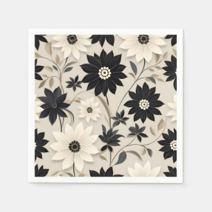 Serviette En Papier Floral Géométrique Moderne En Gris Clair