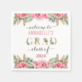 Serviette En Papier Floral Graduation Luau Classe De 2024 (Devant)