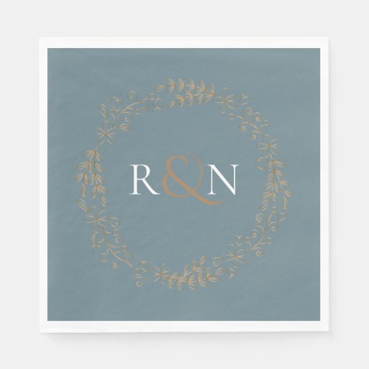 Serviette En Papier Floral Halo Laurel Garland Monogramme (Devant)