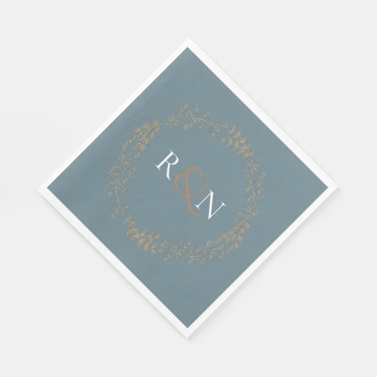 Serviette En Papier Floral Halo Laurel Garland Monogramme (Coin)