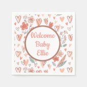 Serviette En Papier Floral Heart Ajouter Votre Nom (Devant)