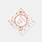 Serviette En Papier Floral Heart Ajouter Votre Nom (Coin)