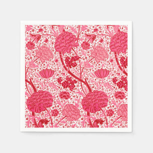 Serviette En Papier Floral Jacobean de William Morris, rose de corail