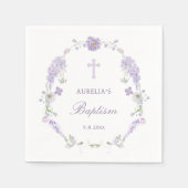 Serviette En Papier Floral Lilac Lavender Wreath Baptism (Devant)