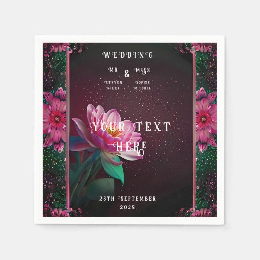 Serviette En Papier Floral Lotus Mariage Suite | Starry Night Romance (Devant)