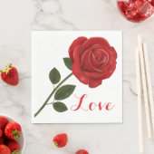 Serviette En Papier Floral Love Rose rouge Fleur - Mariage (En situation)