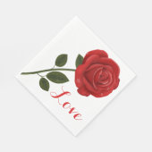 Serviette En Papier Floral Love Rose rouge Fleur - Mariage (Coin)