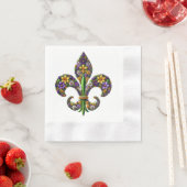 Serviette En Papier Floral Mardi Gras fleur de lis (En situation)
