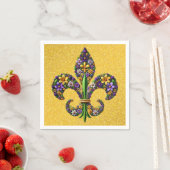 Serviette En Papier Floral Mardi Gras fleur de lis (En situation)