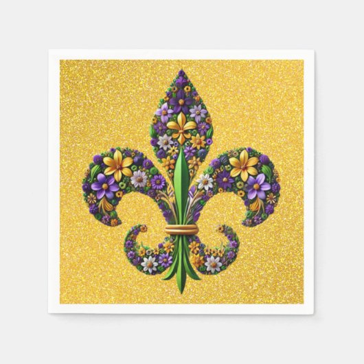 Serviette En Papier Floral Mardi Gras fleur de lis (Devant)