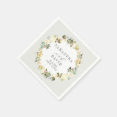 Serviette En Papier Floral Mariage crème et gris personnalisé (Coin)