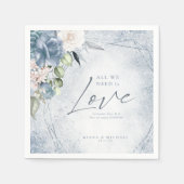 Serviette En Papier Floral Mariage Dusty Blue ID889 (Devant)