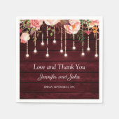 Serviette En Papier Floral Maroon en bois Mariage rustique (Devant)