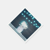 Serviette En Papier Floral Mason Jar & Blue Lights Mariage rustique (Coin)