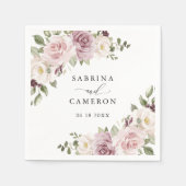 Serviette En Papier Floral Mauve Blush Green Mariage personnalisé (Devant)