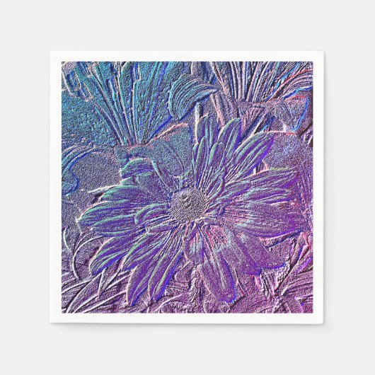 Serviette En Papier Floral mauve métallique (Devant)