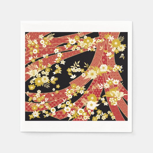 Serviette En Papier Floral Mix Kimono Pattern (Devant)