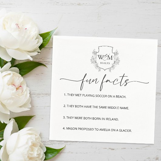 Serviette En Papier Floral Monogram Calligraphy Fun Facts Wedding