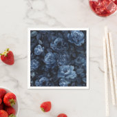 Serviette En Papier Floral Moody Rose bleu (En situation)
