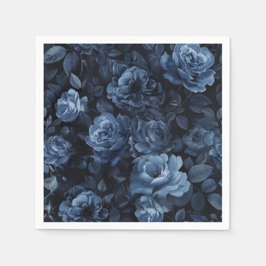 Serviette En Papier Floral Moody Rose bleu (Devant)
